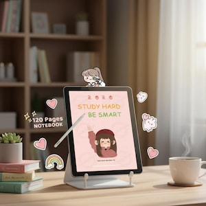 Kawaii Digital Notebook: GoodNotes Notability Planner with Stickers (PDF Download)
