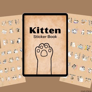 Digitale stickers Kawaii Kitten: GoodNotes Planner Decorations (stickerboek en png-bestanden beschikbaar)