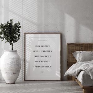 Manifesto minimalista per una vita lenta e rilassata - Arte murale neutra per un arredamento intenzionale