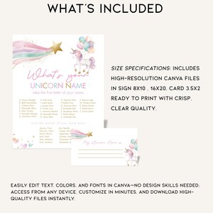 Whats Your Unicorn Name Game Template, Unicorn Party Game Printable ...