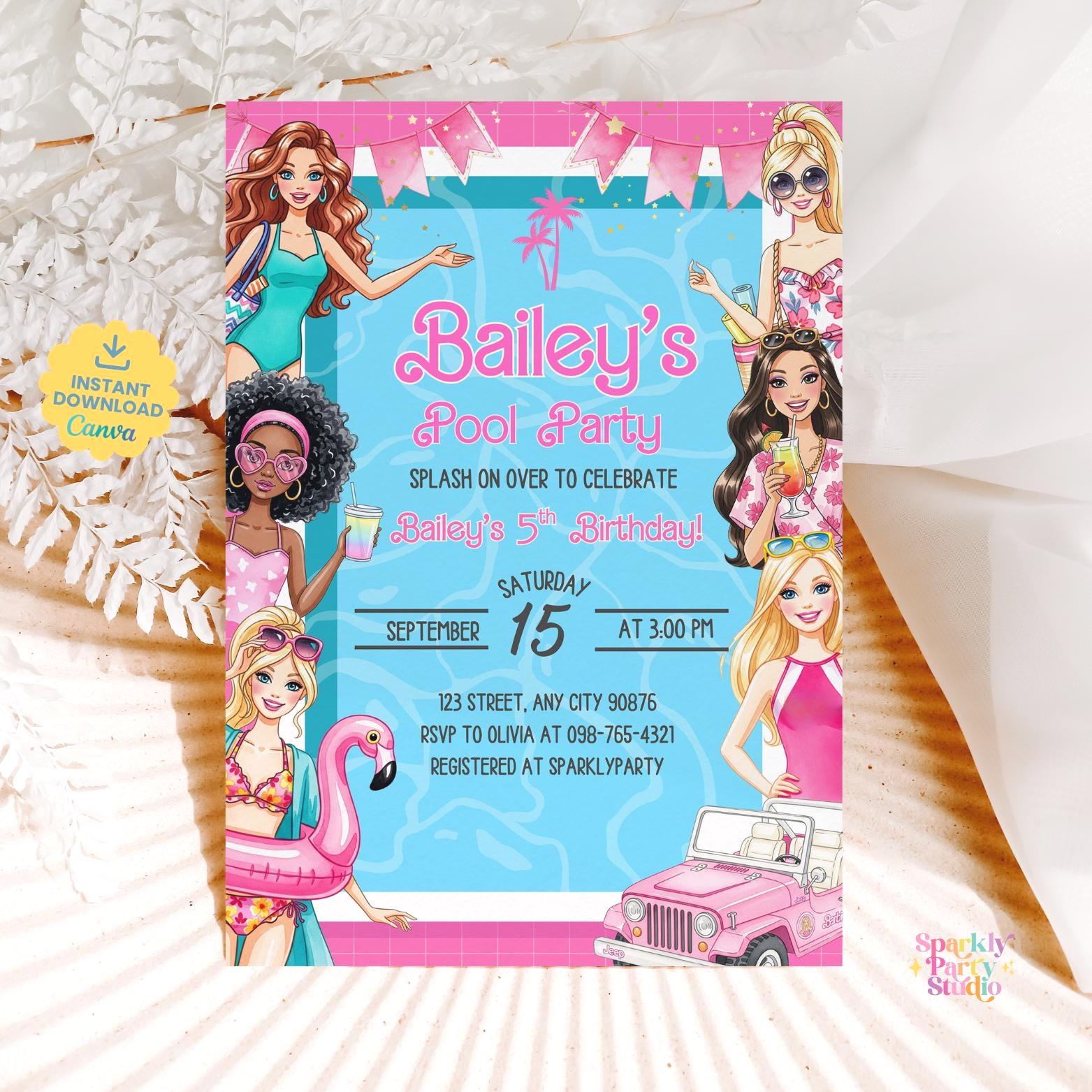 Barbie Pool Party Invitations