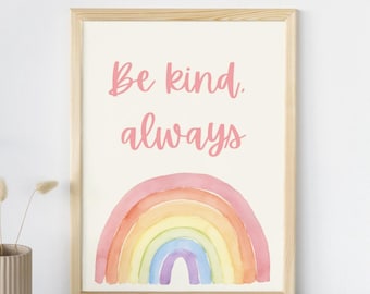 Be Kind Always Motivational Poster Wall Art Poster | Mental Health Poster Motivational Print | Positive Wall Art Posters Wall Decor