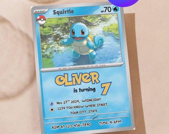 Bearbeitbare Pokemon Geburtstagseinladung Vorlage Squirtle Pokemon Invite | Canva Editierbare Pokemon Geburtstagskarte Pokemon Party Einladen