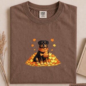 Rottweiler Fall Shirt, Cute Autumn Rottweiler Graphic Tee, Cozy Rottweiler Shirt, Comfort Colors Dog Lover Shirt, Fall Dog Mom Gift