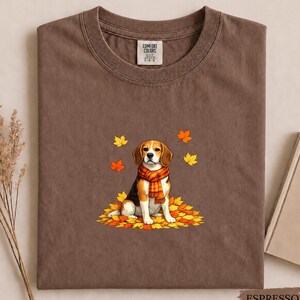 Beagle Fall Shirt, Cute Autumn Beagle Graphic Tee, Cozy Beagle Shirt, Comfort Colors Dog Lover Tee, Fall Dog Mom Gift, Autumn Leaves Tee