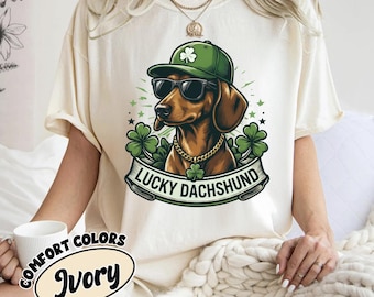 Dachshund Shirt, Lucky Dachshund Comfort Colors® Shirt, Lucky Dachshund Mom Tee, Dachshund Mom Gift