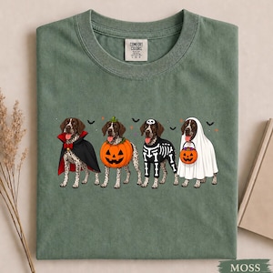 Halloween German Shorthaired Pointer Graphic Tee, Funny GSP Costume Shirt, Cute Pumpkin Ghost Skeleton Dog Tee, Comfort Colors Dog Lover