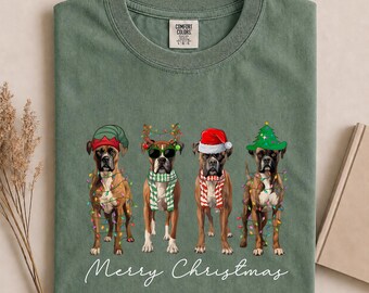 Christmas Boxer Comfort Colors® Shirt, Christmas Shirt, Boxer Shirt, Dog Christmas Shirt, Boxer Lover Shirt, Dog Mom Shirt, Holiday Gift