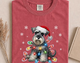 Schnauzer Christmas Comfort Colors® Shirt, Dog Christmas T-shirt, Schnauzer Mom Dad Tee, Gift for Dog Lover, Pet Parent Gift, New Year Dog