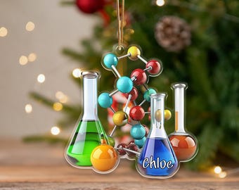 Custom Chemistry Christmas Ornament,Custom Name Acrylic Keepsake,Science Xmas Decor,2025 Christmas Tree Decoration,Gift For Scientist