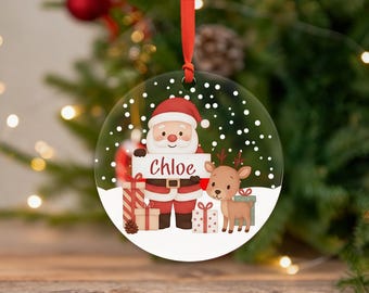 Custom Children's Name Christmas Decoration,Acrylic Keepsake,2025 Christmas Tree Decor, Christmas Bauble For Kids,Christmas Santa ornament