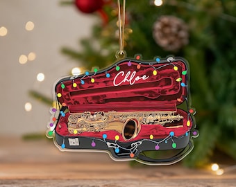 Custom Saxophone Ornament,Custom Name Acrylic Keepsake,Music Instrument Xmas Decor,2025 Christmas Decoration,Gift For Saxophonist,4 colors
