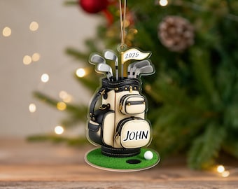 Personalized Golf Bag Ornament,Christmas Gift for Golf Lovers,Custom Name Golf Lover Xmas Decor,New Home Decor,Golf Club Gift,Gift Box