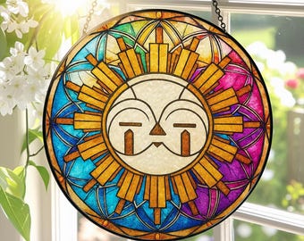 Vintage Esquie Glass Suncatcher,Stained Glass Style Gamer Gift,Fantasy Window Hanging,Clair Obscur Expedition 33 Inspired Sun Ornament