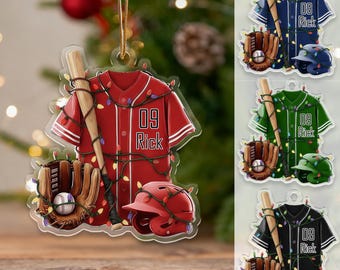 Personalized Baseball Ornament,Custom Name 2D FLAT Acrylic Keepsake,Gift For Baseball Lovers,Baseball Player Holiday Gift,Christmas Ornament