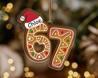 Custom Six Seven Ornament,Funny Christmas 67 Ornament,Teen Slang Decor,Christmas Tree ,Gen Z Teenager Tween Ornament,Custom Name Keepsake