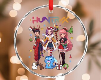 Kpop Demon Hunters Glass Ornament,Custom Name Huntrix Ornament Xmas Decor,New Home Decor,Kpop Christmas Keepsake,Mira Rumi Zoey Ornament