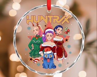 Kpop Demon Hunters Glass Ornament,Custom Name Huntrix Ornament Xmas Decor,New Home Decor,Kpop Christmas Keepsake,Mira Rumi Zoey Ornament