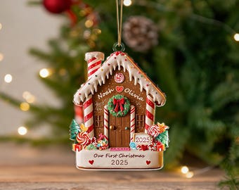 First Christmas in Our New Home Ornament,Acrylic Christmas Gingerbread Ornament,Couple Name Keepsake,Christmas Tree Decor,New Home Decor