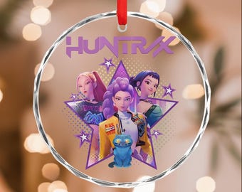 Kpop Demon Hunters Glass Ornament,Custom Name Huntrix Ornament Xmas Decor,New Home Decor,Kpop Christmas Keepsake,Mira Rumi Zoey Ornament