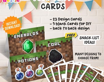 MineCrafter Food Tent Cards Label Printable Template, MineCrafter Party Decor, MineCrafter Birthday Party Food labels