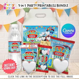 Editable Puppy Police Birthday Party Package Bundle, Puppy Police Party Labels, Puppy Police Party Printables, Chip bag, Water bottle