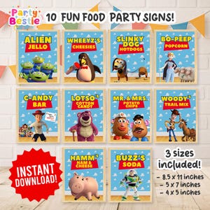 Toy Story Birthday Party Signage Food Treats Station, Toy Story Food Cards, Toy Story Party Decors, Toy Story Birthday Party Signs,