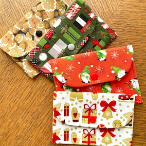 Porte-monnaie ou porte-cartes des Fêtes, pochette à pression pour cartes, pièces de monnaie, cadeaux, mini portefeuille avec des nains, bonhommes en pain d'épice