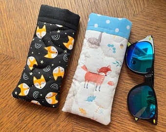 Woodland Animals glass cases, fox eyeglasses case, quilted sunglasses case, soft fabric glasses cases, Birthday gift for kids, adults