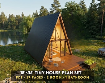 18x36 Duplex Cabin Plan PDF | 2 Bed 1 Bath