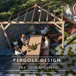 Backyard Pergola Plans | Modern DIY Pergola Design with Construction Guide and Blueprints (PDF) | MiniPergo
