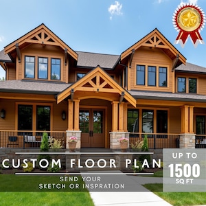 Custom Home Floor Plan & Elevation | Personalized House Design PDF | Architectural Drawing | Up to 1500 sq ft