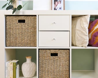 Lot De 4 Paniers Rangement Kallax 33x33x33cm Jacinthe D'Eau Naturelle - Compatible IKEA