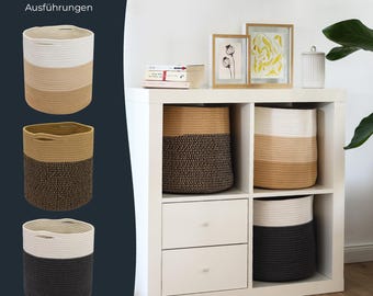 Aufbewahrungskorb mit versteckten Griffen, runder Korb passend für Kallax
