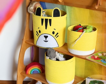 Aufbewahrungskorb mit versteckten Griffen, 3er Set, Korb für Kinderzimmer aus Baumwolle