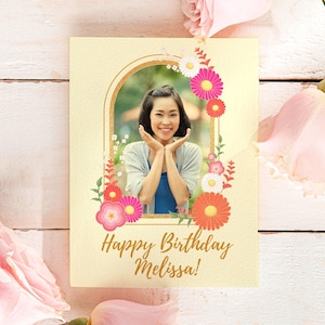 carte d'anniversaire | Carte numérique modifiable | Conception florale | Mignon et simple | Fichier PSD à téléchargement immédiat | Cadeau
