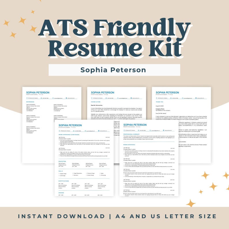 Modern Blue Resume Template: ATS Friendly, Editable Canva Design - Etsy