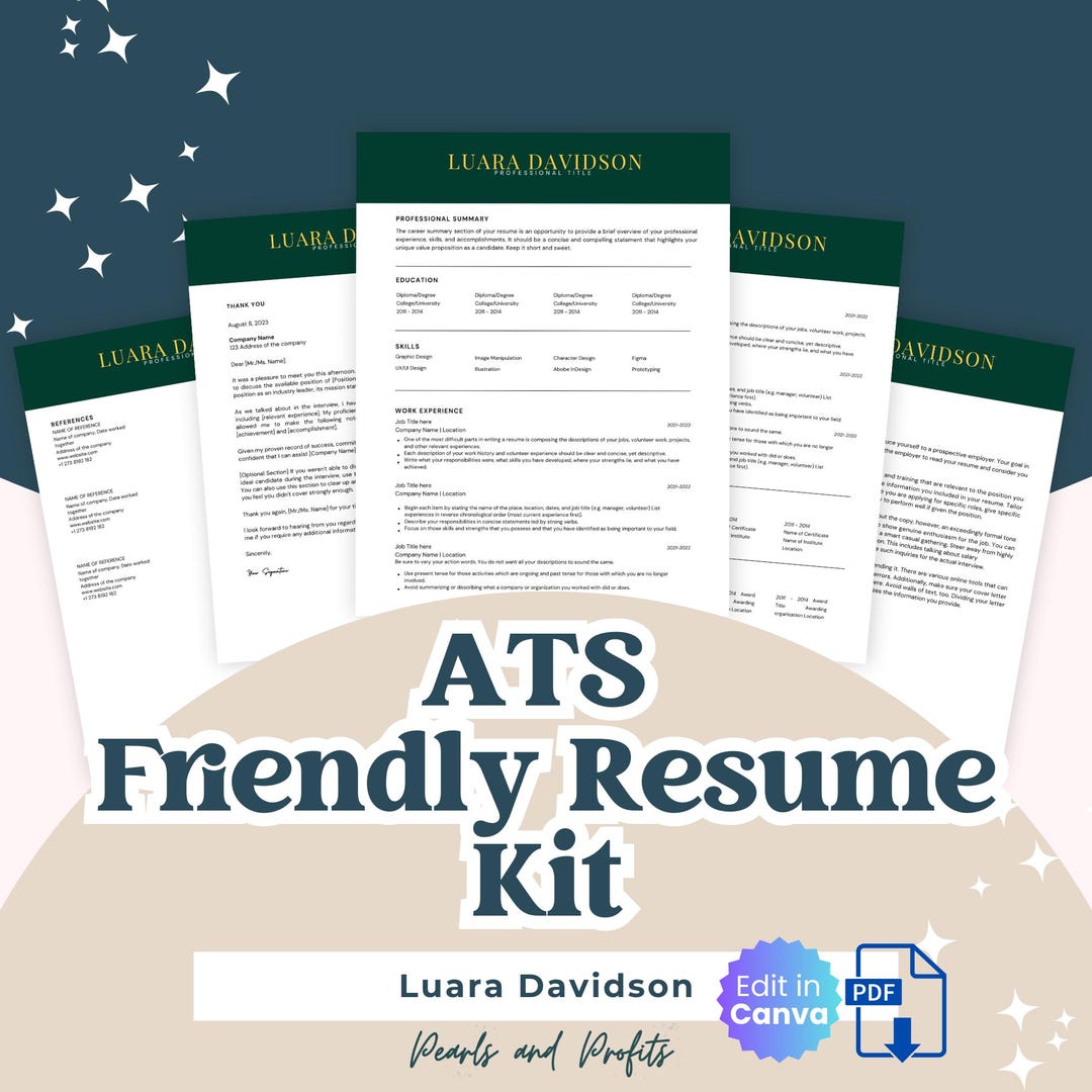 ATS Friendly Resume Template Editable Canva, CV Resume Kit | Modern ...