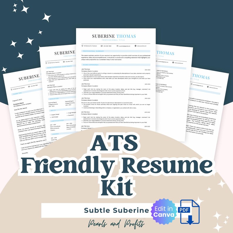 ATS Friendly Resume Template Canva | Instant Download Printable CV ...