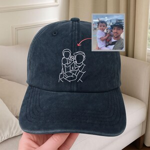 Personalized Dad Photo Cap, Custom Portrait Embroidered Dad Hat, Custom Dad Photo Hat, Father&#39;s Day Baseball Dad Caps, First Time Dad Gifts