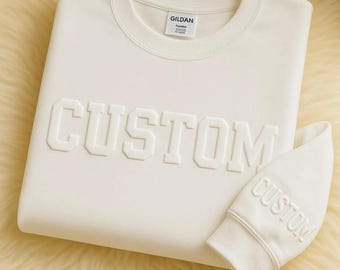 Moletom personalizado com estampa Puff, moletom com texto em relevo personalizado, camiseta com letras Puff, suéter personalizado com mascote do time, moletom com capuz do time
