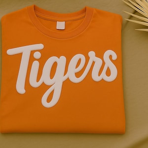 Custom Puff Print Team Name T-shirt, Personalized Puff Letters For Team Name, Embossed Mascot Shirt, Puff Crewneck Tee, Puff School Sports