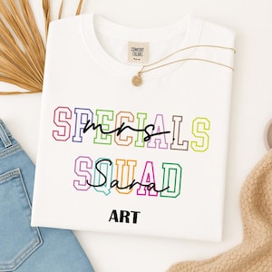 Comfort Colors Specials Squad Tshirt, Custom Specials Team Tee, Personalized Teacher T Shirt, Back to School, Library art School Teacher Tee
