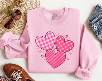 Sudadera con corazón de San Valentín, sudadera con corazón de San Valentín para mujer, suéter de cuello redondo de San Valentín, camiseta de San Valentín, sudadera con capucha con corazón bonito