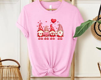 Camiseta de gnomos de San Valentín, camiseta de San Valentín para mujer, camiseta de gnomos de amor, camiseta de gnomos de San Valentín, regalo de San Valentín para novia