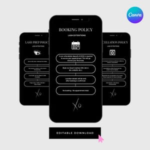 Lash Tech Policy Template Bundle: Editable Canva Instagram Highlights (Digital Download)