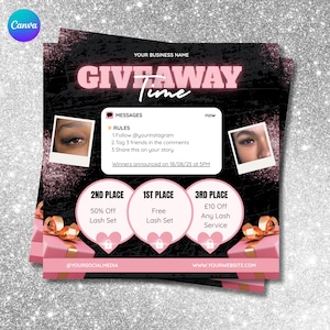 Beauty Giveaway Flyer Template: Editable Instagram Post (Canva Digital Download