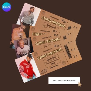 Bearbeitbar Chris Brown Breezy Bowl XX Tour Konzertkarte | 4 Designs | Bearbeitbare Vorlage | Leinwand