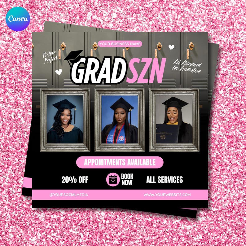 Promotional Grad Graduation Appointment Flyer Template: DIY Beauty Salon Instagram Post ...