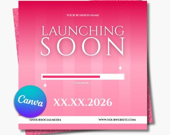 Mall för lanseringsflyer för rosa skönhetsföretag (redigerbar i Canva, digital nedladdning)